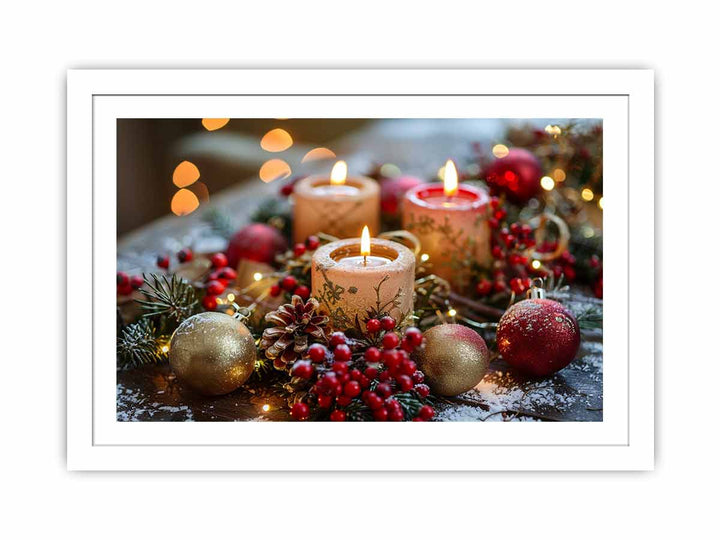 Christmas Candles Streched canvas