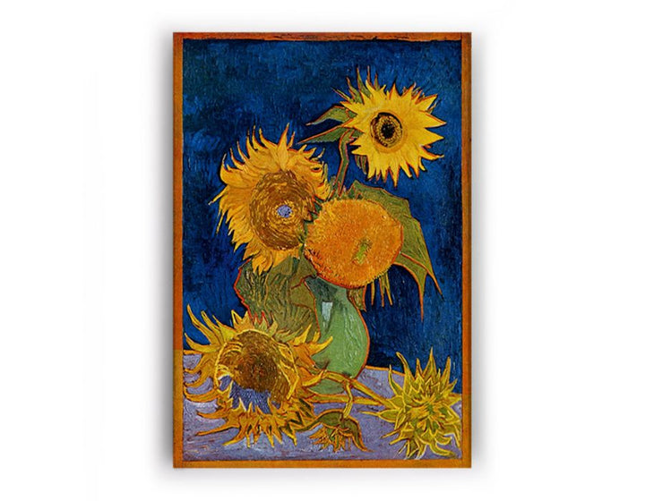 Sunflowers On Blue By Van Gogh  canvas Print