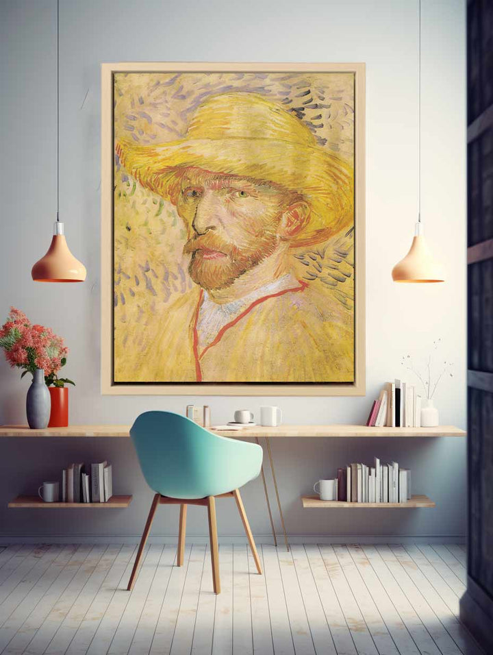 Self Portrait With A Straw Hat By Van Gogh Art Print