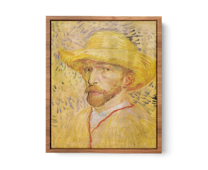 Self Portrait With A Straw Hat By Van Gogh  Painting