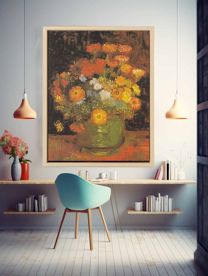 Flowers in vase by Van Gogh Art Print