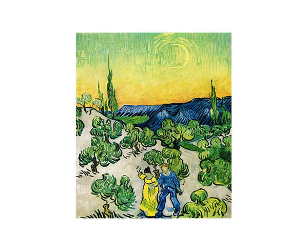 Couple In Olive tree with Crescent Moon Glish Painting