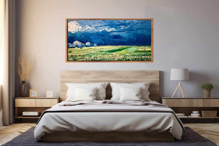 Wheat Field under Clouded Sky Art Print