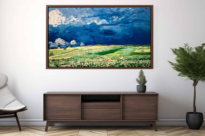 Wheat Field under Clouded Sky Art Print