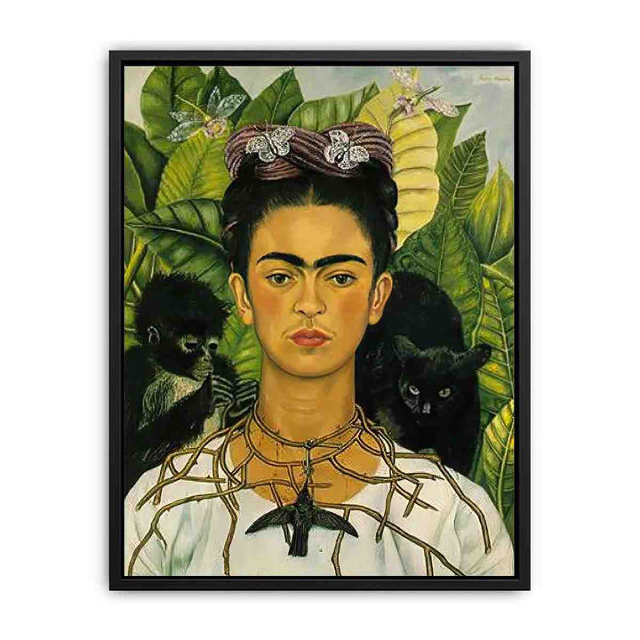 Self Portrait with Necklace of Thorns - Frida Kahlo  Painting