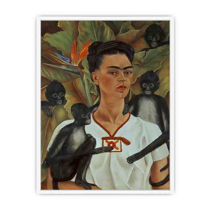 Self-Portrait monkeys - Frida Kahlo Framed Print