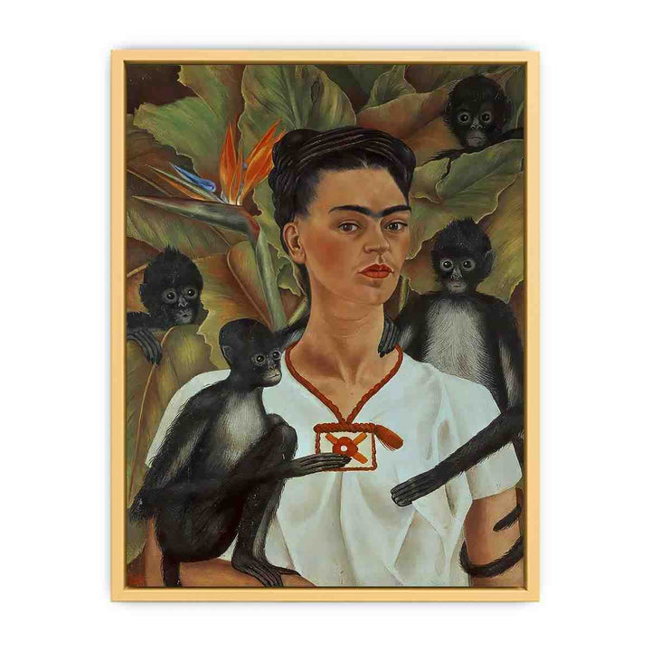 Self-Portrait monkeys - Frida Kahlo Streched canvas