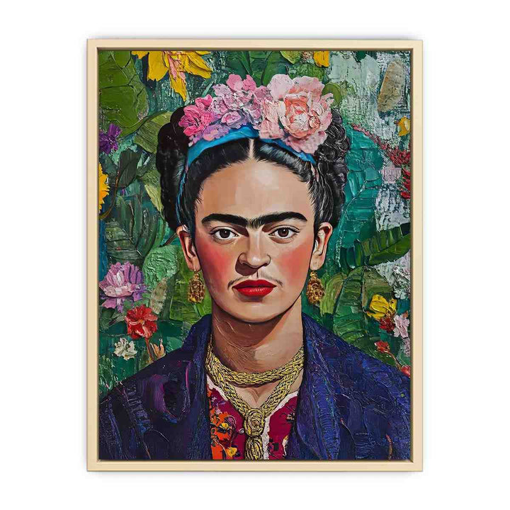 Frida Kahlo Floral Portrait  Art Print