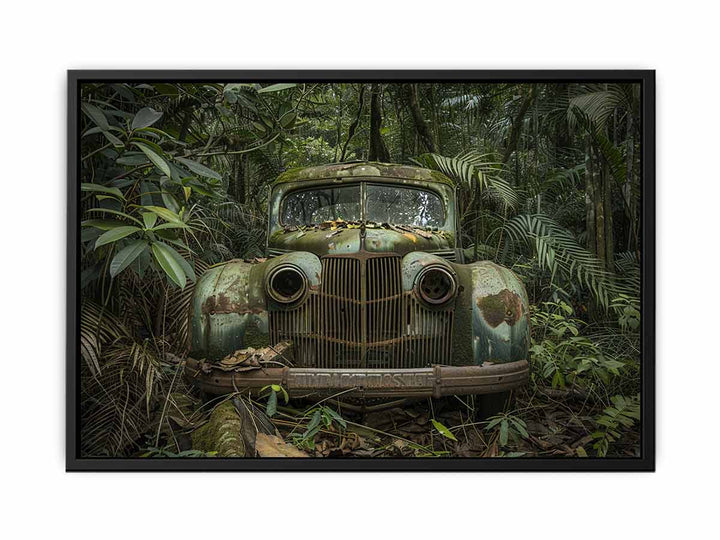 Vinatge Green Car canvas Print