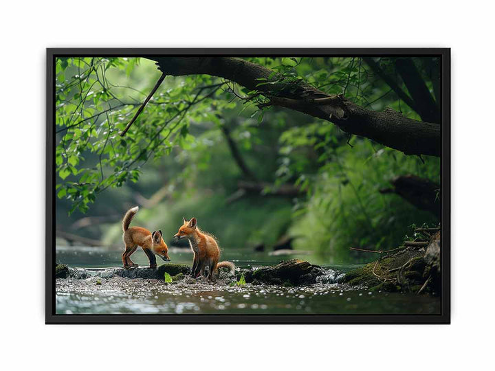 Two Baby Red Foxes canvas Print