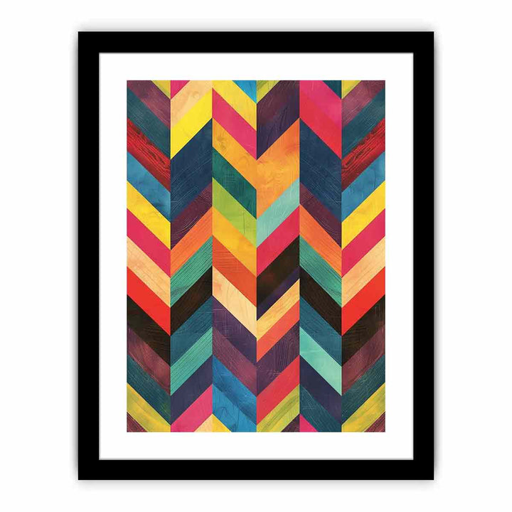 Zigzag Lines Watercolor Pattern framed Print