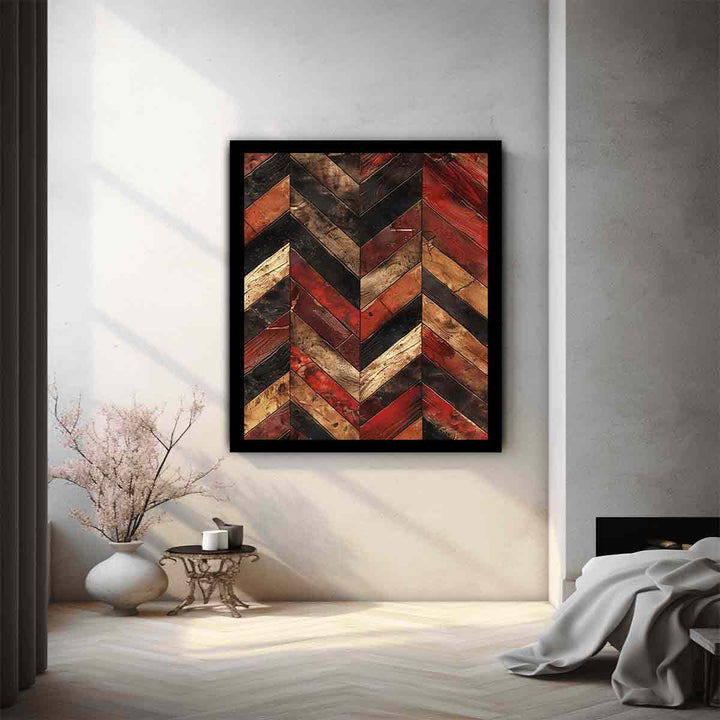 Zigzag  Borwn Pattern Painting Art Print