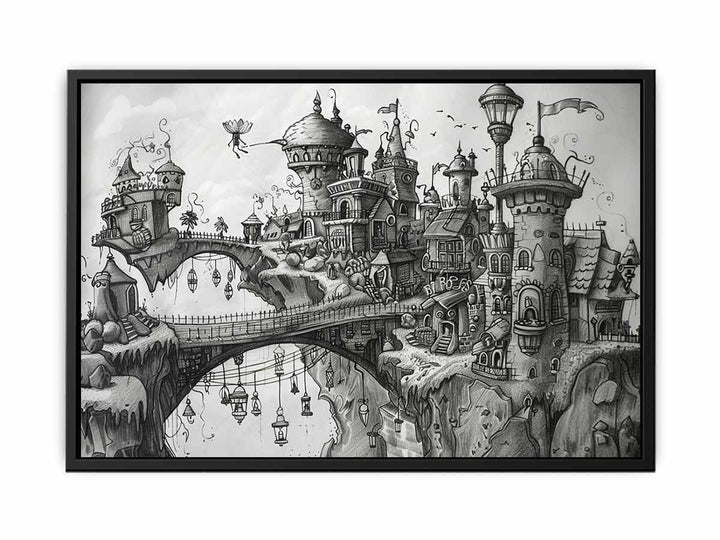 Castle Drawing canvas Print