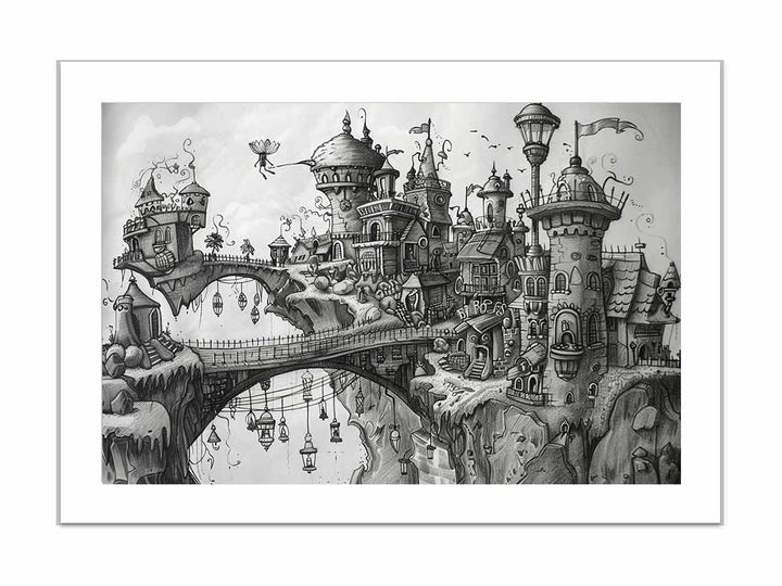 Castle Drawing framed Print