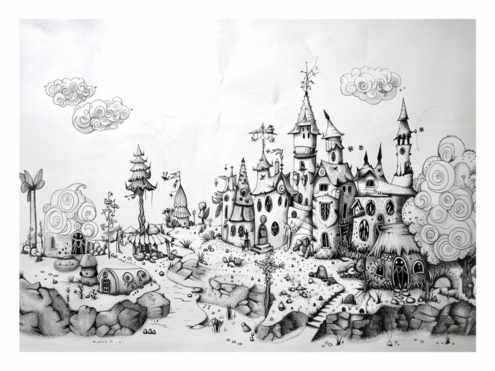 Castle Drawing Art Art Print