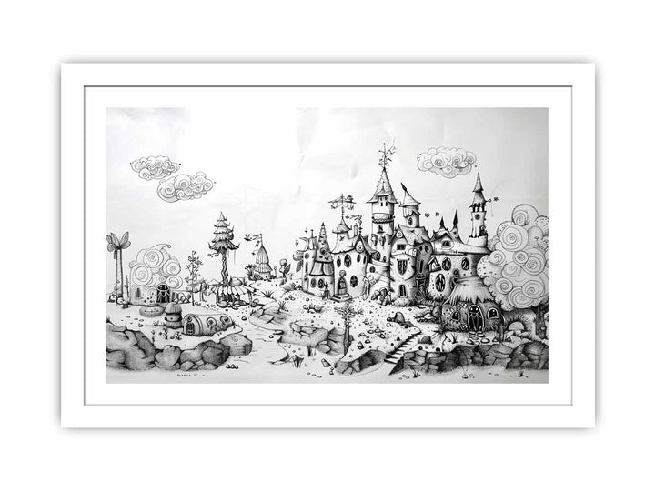 Castle Drawing Art framed Print