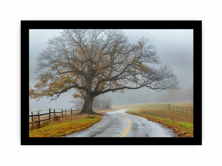 Foggy Road framed Print