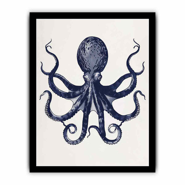 Octopus Dark Blue framed Print