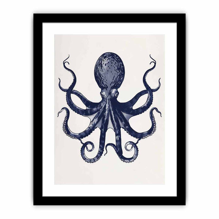 Octopus Dark Blue framed Print