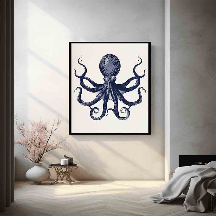 Octopus Dark Blue Art Print