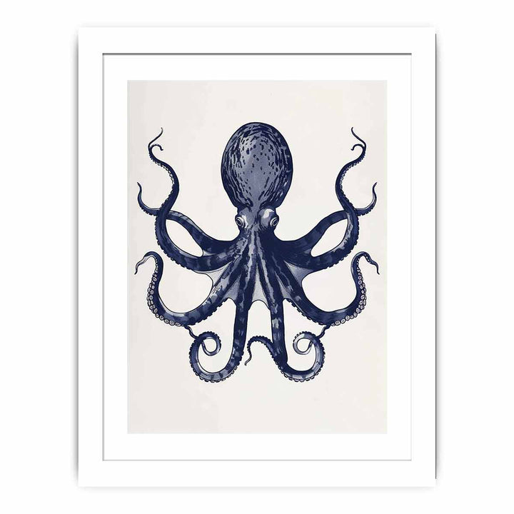 Octopus Dark Blue framed Print