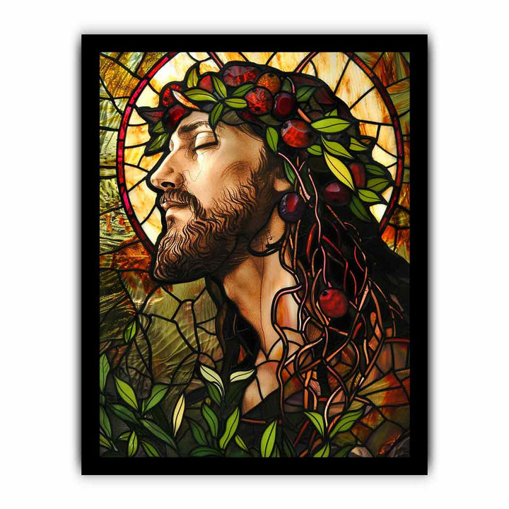 Jesus Glass Art framed Print