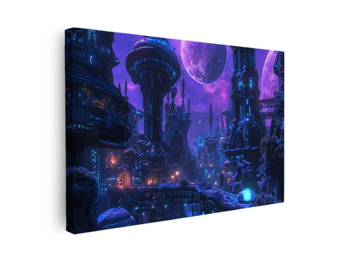 Alien Purple City canvas Print