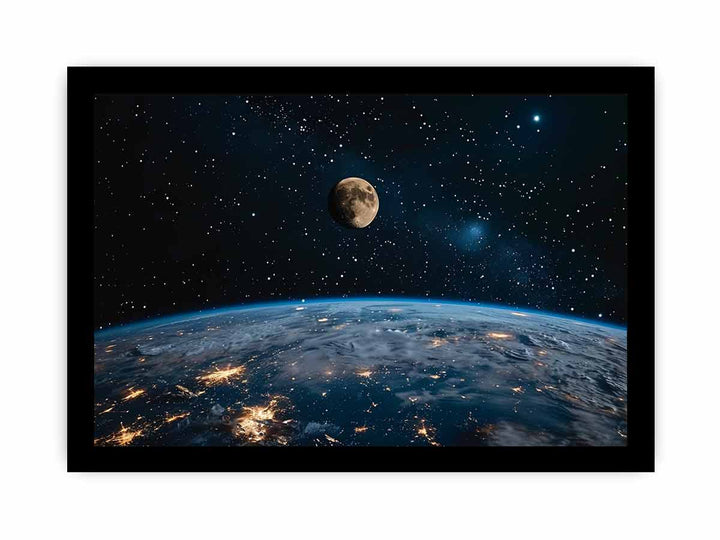 Earth & Moon framed Print