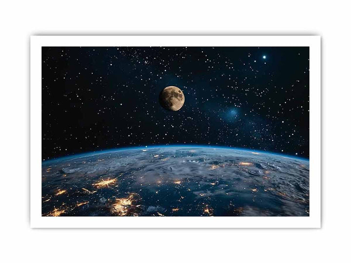 Earth & Moon framed Print