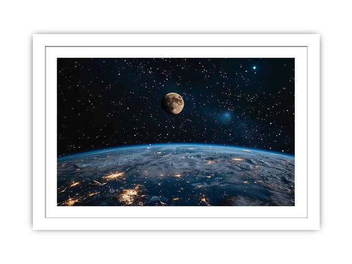 Earth & Moon framed Print