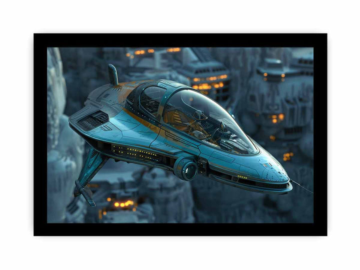 Sci-fi Space Ship framed Print