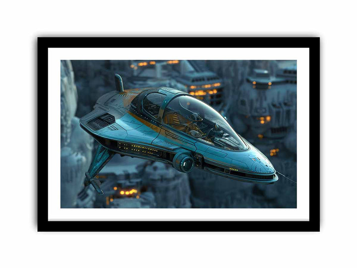 Sci-fi Space Ship framed Print