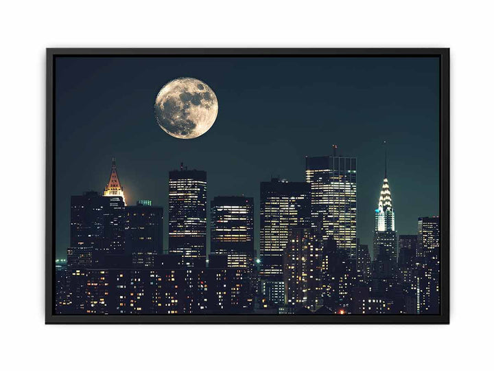 Moon In New York City canvas Print