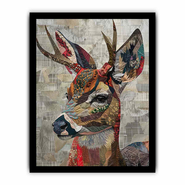 Deer Patchwork framed Print