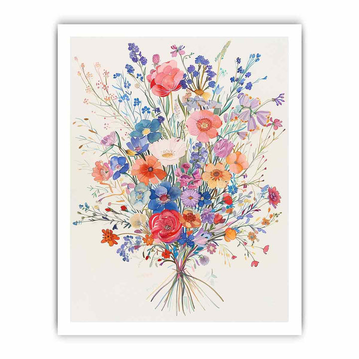 Watercolor Flower Bouquet framed Print