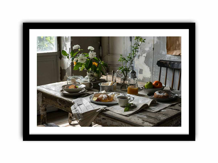 Vinatge Breakfast Table framed Print