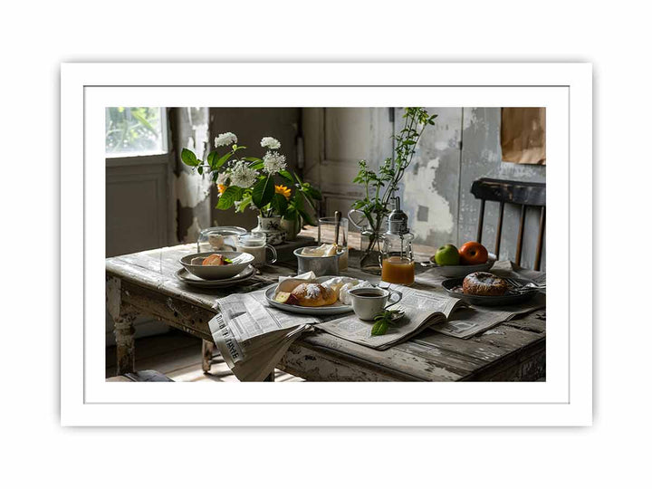 Vinatge Breakfast Table framed Print