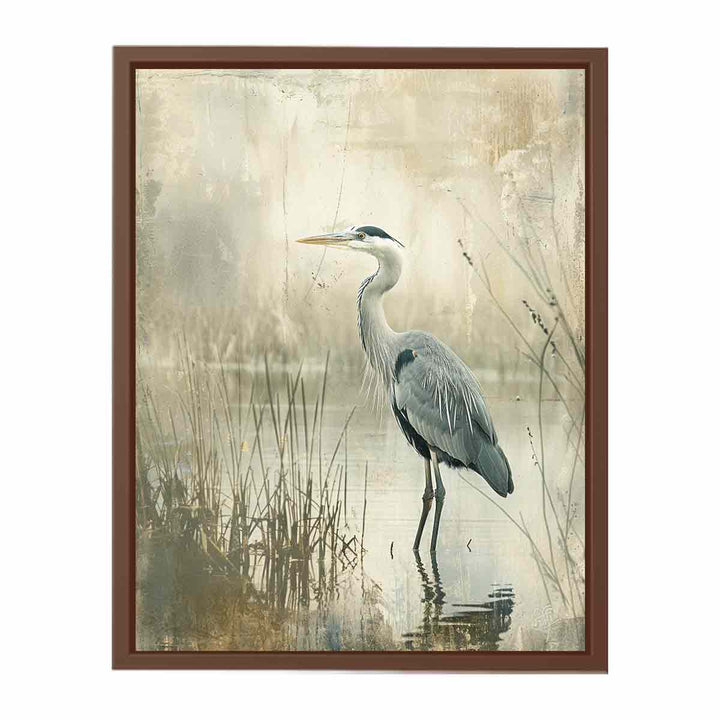 Grey Heron in Water Painting