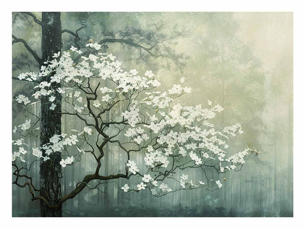 White Dogwood Tree Art Print