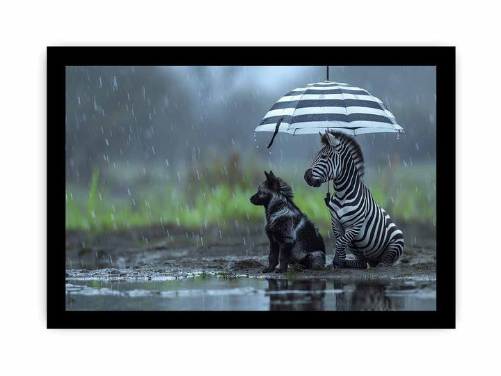 Zebra Dog Love framed Print