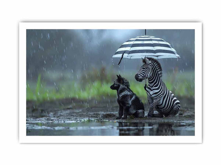 Zebra Dog Love framed Print