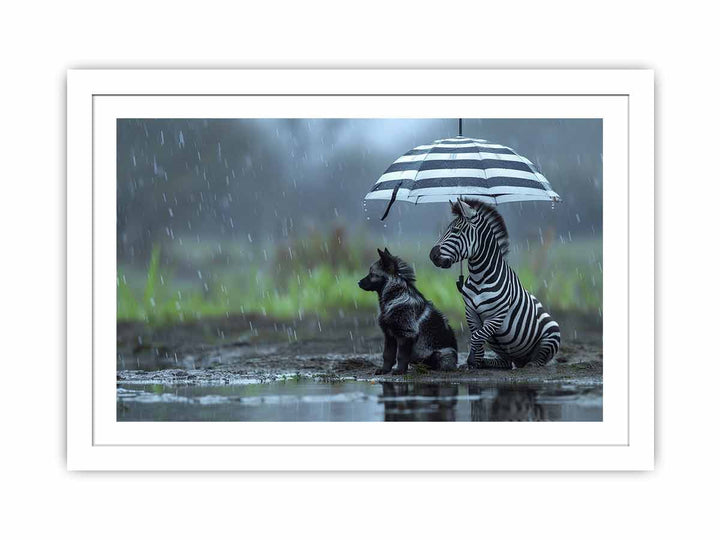 Zebra Dog Love framed Print