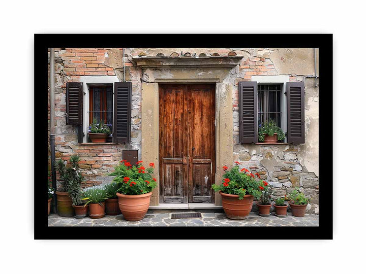 Vintage House Door framed Print