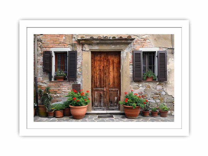 Vintage House Door framed Print