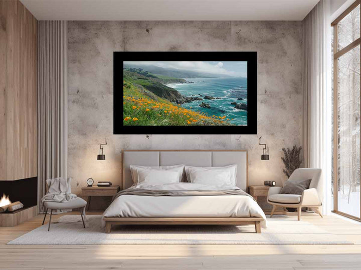 Poppies Along The Pacific Coast Art Print