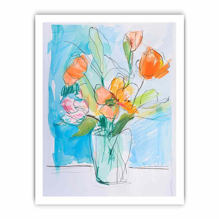 Flowers Sketch framed Print