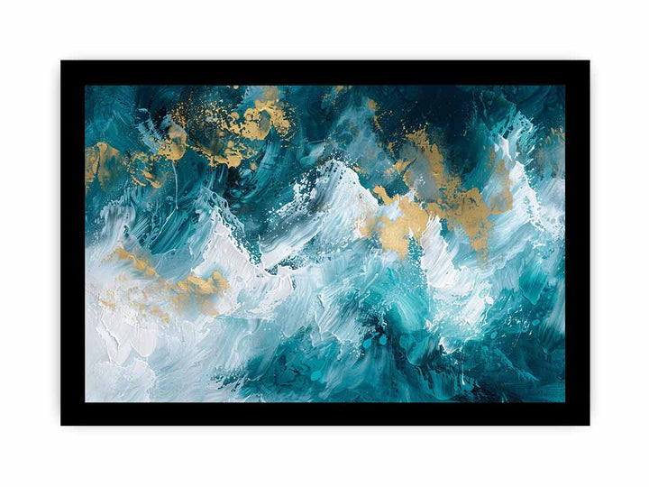 Blue Gold Waterfall framed Print