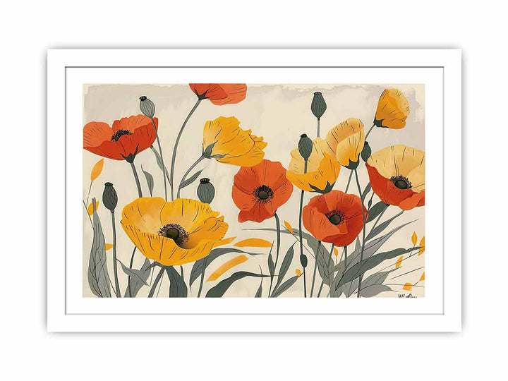 Yellow Orange Poppies framed Print