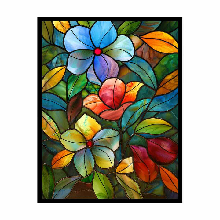 Flowers Glass Art canvas Print