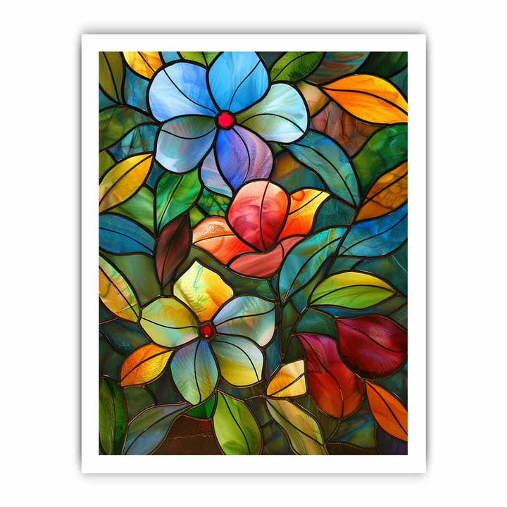 Flowers Glass Art framed Print